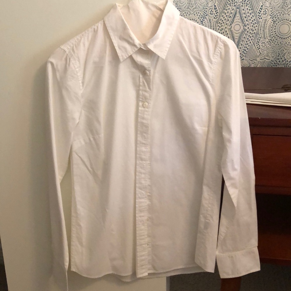 J Crew classic white button down boy cut